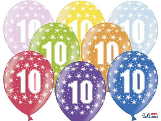 Balony, 30 cm, 10th Birthday, Metallic Mix, 50 sztuk PartyDeco