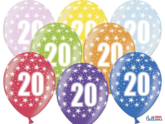 Balony, 30 cm, 20th Birthday, Metallic Mix, 50 sztuk PartyDeco