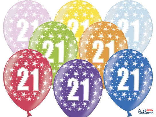 Balony, 30 cm, 21st Birthday, Metallic Mix, 50 sztuk PartyDeco