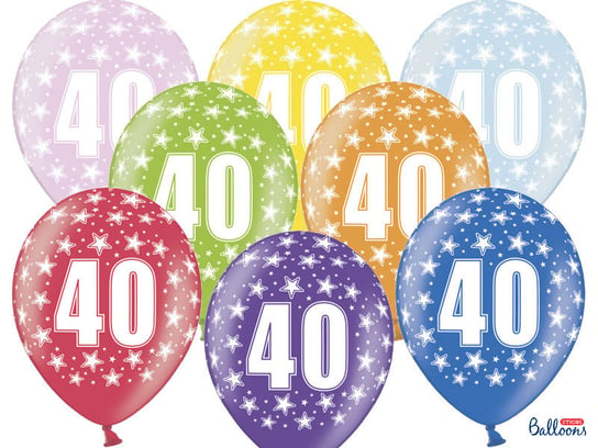 Balony, 30 cm, 40th Birthday, Metallic Mix, 50 sztuk PartyDeco