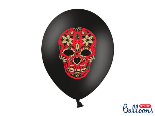 Balony, 30  cm, Dia de los Muertos, Pastel Black, 6 sztuk PartyDeco