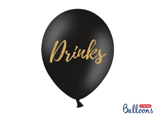 Balony, 30 cm, Drinks, Pastel Black, 50 sztuk PartyDeco