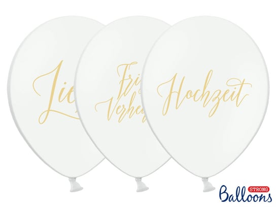 Balony, 30 cm, Frisch verheiratet, Hochzeit, Liebe, Pastel Pure White, 6 sztuk PartyDeco