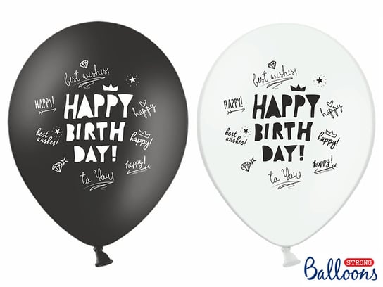 Balony, 30 cm, Happy Birthday, Pastel mix, 6 sztuk PartyDeco