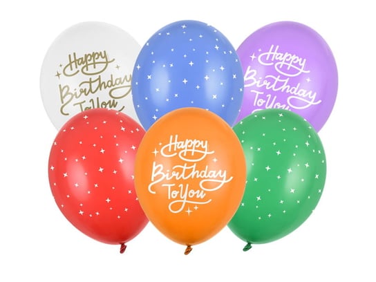 Balony 30 cm, Happy Birthday To You, mix (1 op. / 6 szt.) PartyDeco