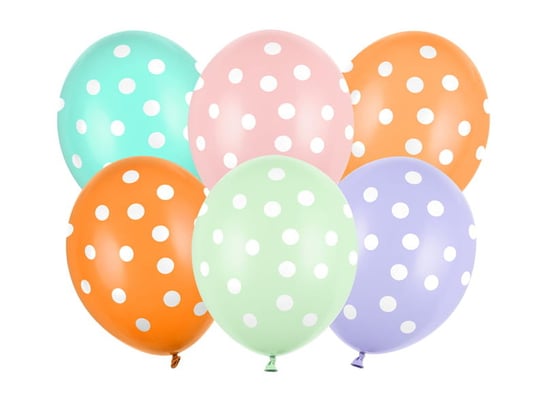 Balony 30 cm, Kropki, mix (1 op. / 50 szt.) Party Deco