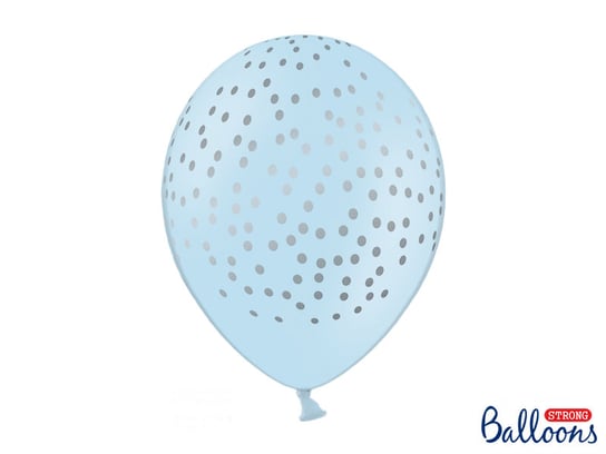Balony, 30 cm, Kropki, Pastel Baby Blue, 50 sztuk PartyDeco