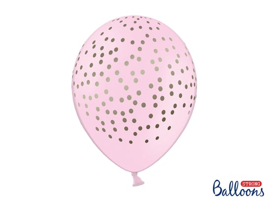 Balony, 30 cm, Kropki, Pastel Baby Pink, 6 sztuk PartyDeco