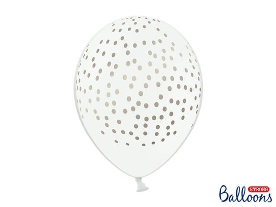 Balony, 30 cm, Kropki, Pastel Pure White, 50 sztuk PartyDeco