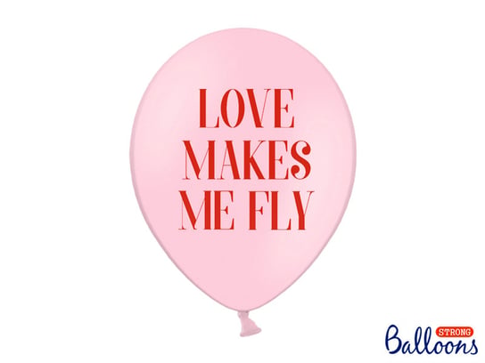 Balony, 30  cm, Love makes me fly, Pastel Baby Pink, 50 sztuk PartyDeco