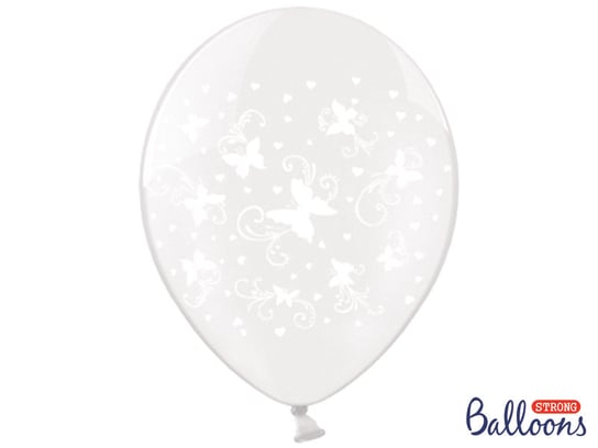 Balony, 30 cm, Motylki, Crystal Clear, 6 sztuk PartyDeco