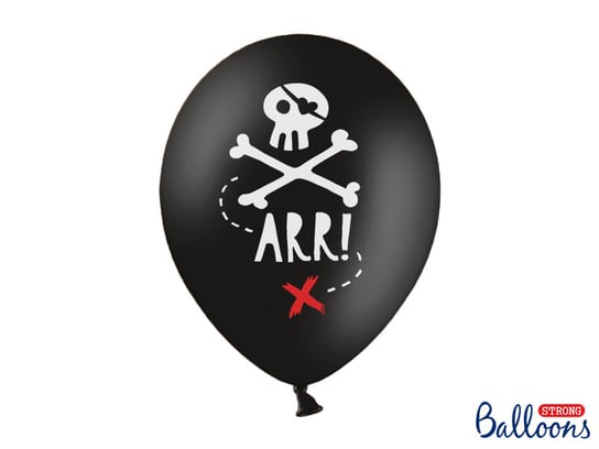 Balony, 30 cm, Piraci, Pastel Black, 50 sztuk PartyDeco