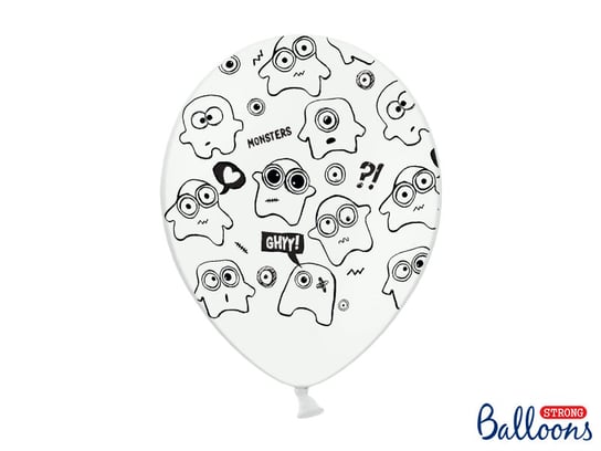Balony, 30 cm, Potworki, Pastel Pure White, 6 sztuk PartyDeco