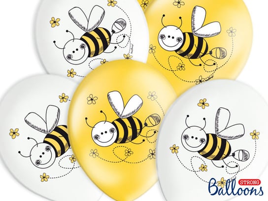 Balony, 30 cm, Pszczółki, Pastel Mix, 6 sztuk PartyDeco