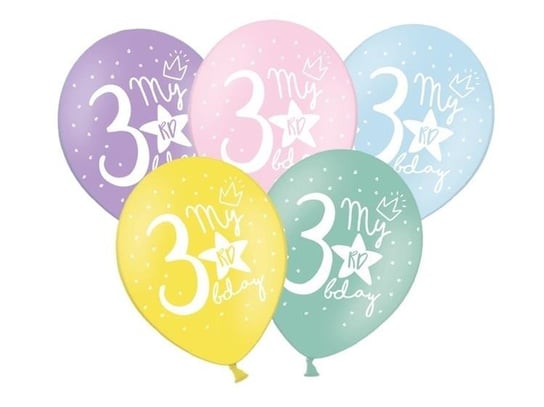 Balony 30cm, My 3rd bday, mix PartyDeco