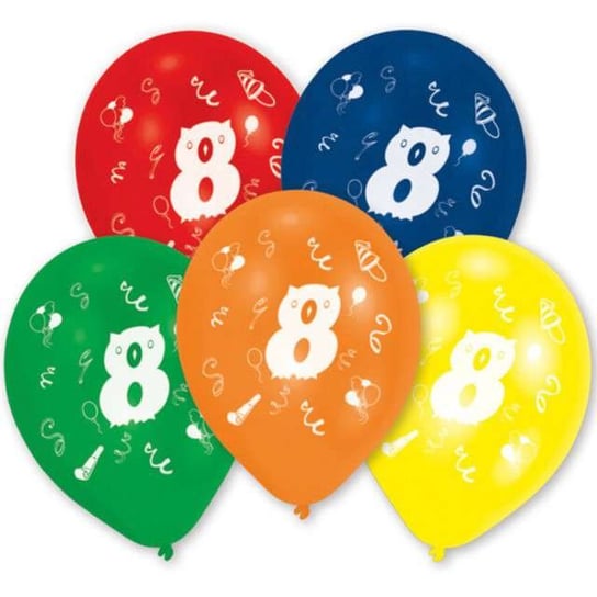 Balony, 8 Urodziny, 10", mix, 10 sztuk Amscan