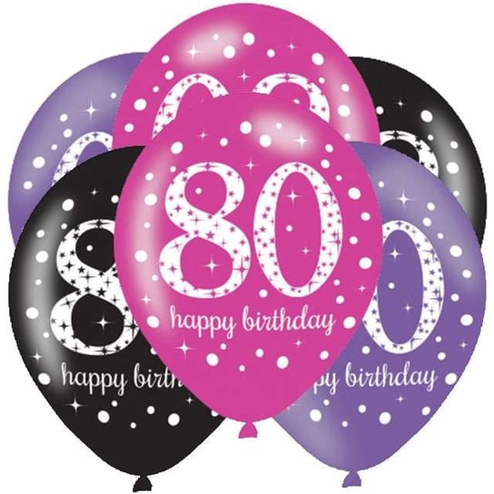 Balony 80 Urodziny - Sparkling Celebrations Pink , 11", 6 sztuk Amscan