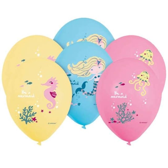 Balony, Be a Mermaid - Syrenka, pastel mix, 11", 6 sztuk Amscan