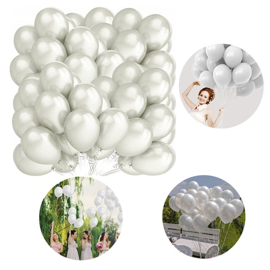 Balony Białe Srebrne Metaliczne Duże Ślub Urodziny Zolta