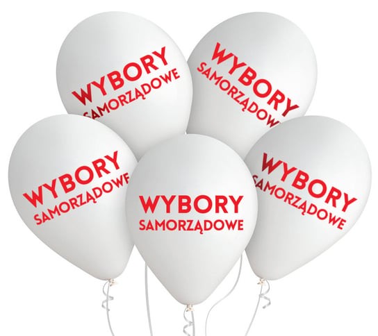 Balony białe z napisem Wybory samorządowe Lokal Wyborczy Polska 2024 rok Inna marka