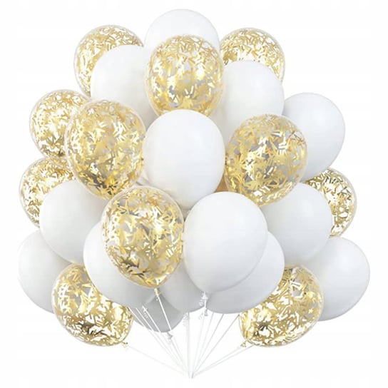 Balony Białe Złote Confetti Urodziny Dekoracje 30 Szt Inna marka