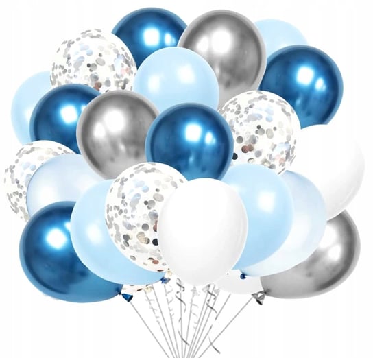 Balony Blue srebrne 60szt Ślub Wesele Urodziny bal Edibazzar