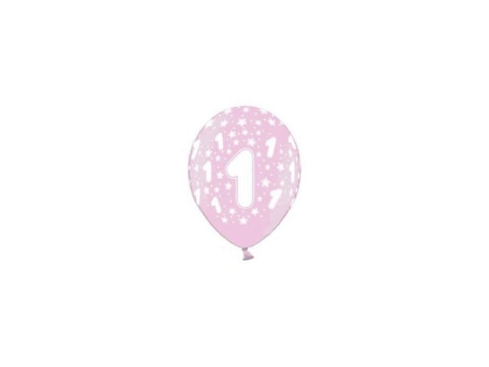 Balony cyferki z jedynką "1" - różowe - 37 cm - 50 szt. PartyDeco