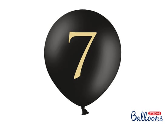 Balony, cyfra 7, czarne, 12", 50 sztuk PartyDeco