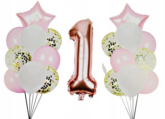 Balony cyfra roczek jednynka urodziny róż 20 szt PartyPal
