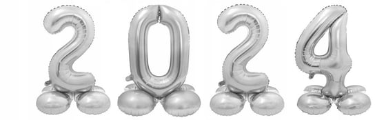 Balony Cyfry 2024 Stojące Srebrne Sylwester Nowy Rok 72Cm Happy New Year Inna marka