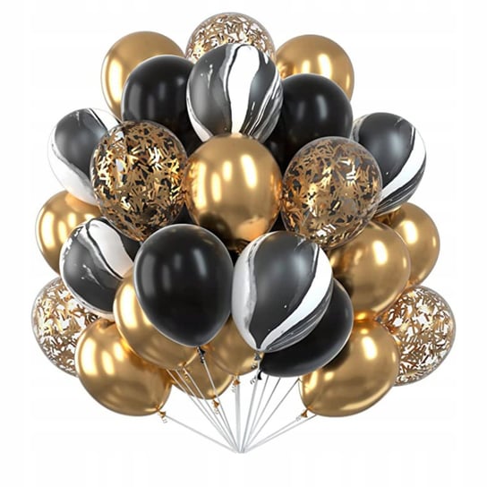 Balony Czarne Złote Confetti Urodziny Dekoracje 30 Szt Inna marka