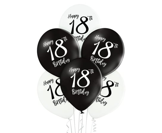 Balony D11 Birthday 18 1C2S, 12", 6 sztuk BELBAL