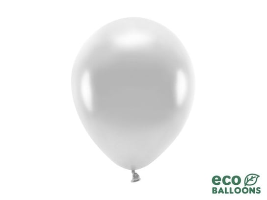 Balony eco 26cm metalizowane, srebrny (10 szt.) PartyDeco