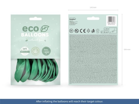 Balony eco 30 cm pastel zielony 10 szt PartyDeco