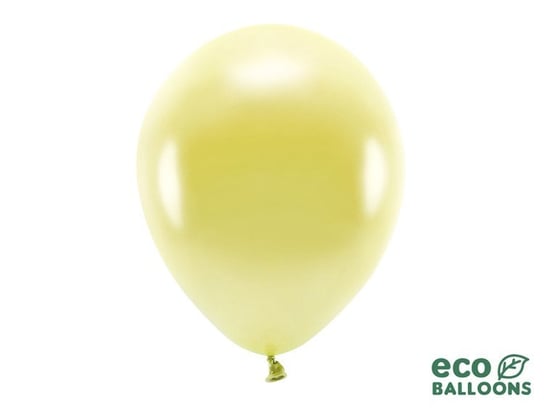 Balony Eco 30cm metalizowane, jasnożółty 10 szt. PartyDeco