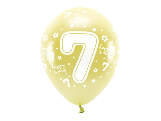 Balony Eco 33 cm, Cyfra '' 7 '', jasny złoty (1 op. / 6 szt.) Party Deco