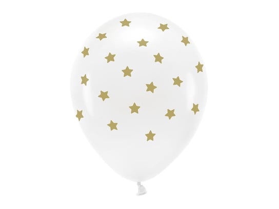 Balony Eco 33 cm pastelowe,  Gwiazdki, biały (1 op. / 6 szt.) Party Deco