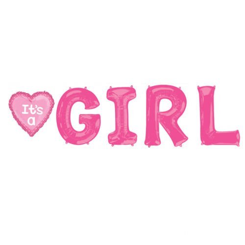 Balony foliowe 34" fraza "It's a GIRL" różowy Anagram