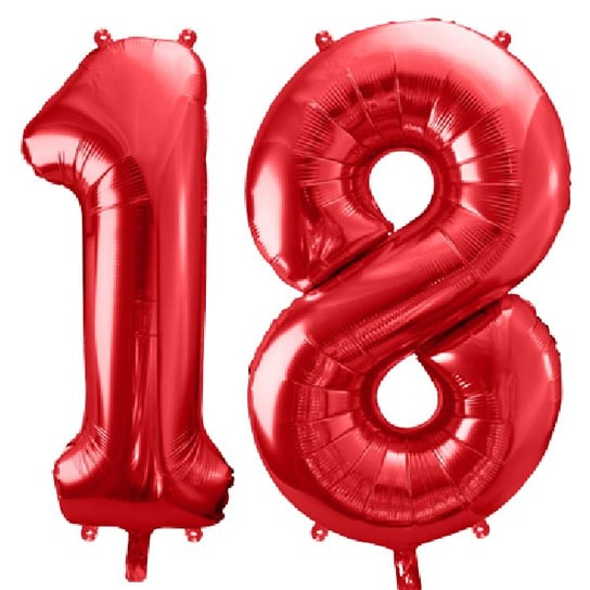 Balony Foliowe Cyfra 18 - 100 Cm - Czerwony - Duże Na Urodziny PartyPal