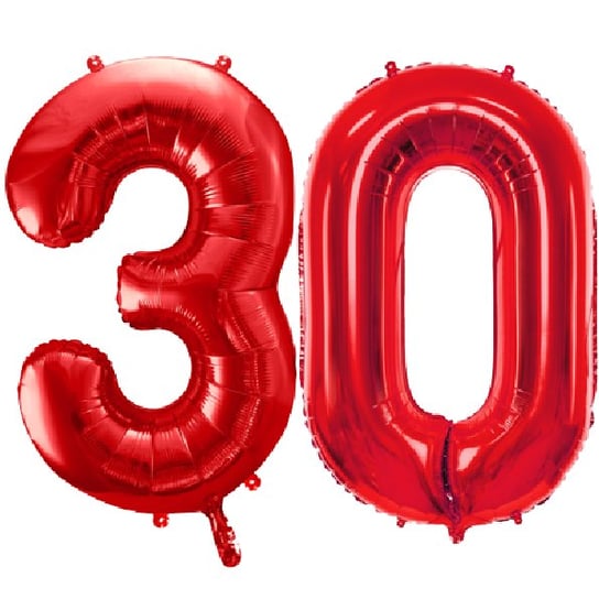 Balony Foliowe Cyfra 30 - 100 Cm - Czerwony - Duże Na Urodziny PartyPal