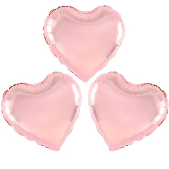 Balony Foliowe Serce Różowe-Złoto Zestaw 23Cm 3Szt ABC
