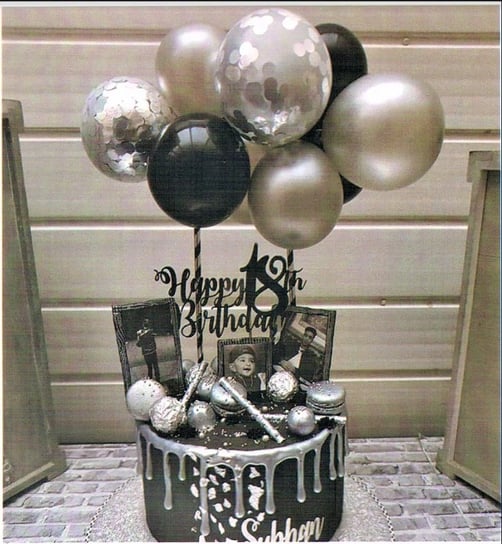 Balony foliowe topper na tort urodzinowy 10szt srebrny KIK