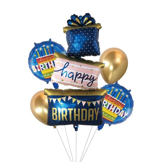 Balony foliowe, zestaw Urodzinowy granatowy 5 el. PartyPal