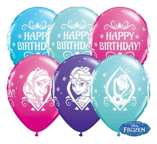 Balony, Frozen Happy Birthday, 25 sztuk, mix kolorów GODAN