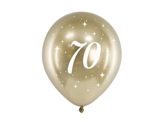 Balony Glossy, nadruk 70, złote, 30 cm, 6 sztuk PartyDeco