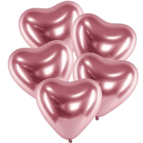 Balony Glossy Różowozłote Serca - 5 Sztuk Chromowane Błyszczące Inna marka