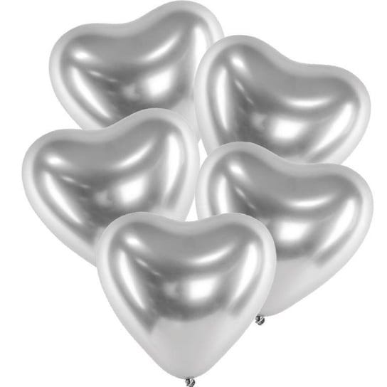 Balony Glossy Srebrne Serca - 5 Sztuk Chromowane Błyszczące Inna marka