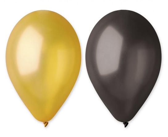 Balony Gm90 metalowaal 10" - Złote i czarne, 50 szt. GoDan