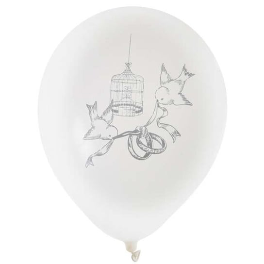 Balony, Gołąbki ślubne, białe, 9", 8 sztuk SANTEX