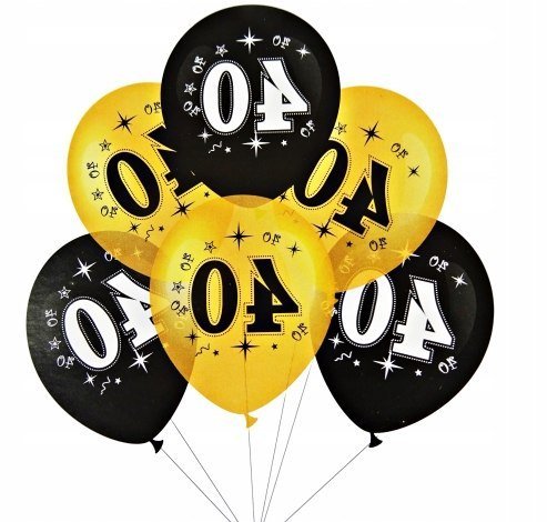 Balony gumowe, 40 urodziny, zestaw 10 sztuk PartyPal